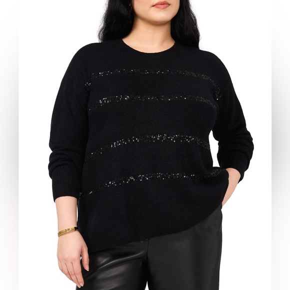 VINCE CAMUTO Sequined Black Sweater - Picture 1 of 10